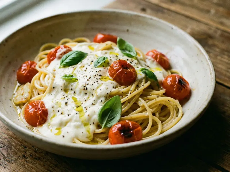 Burratalla kruunattu pasta