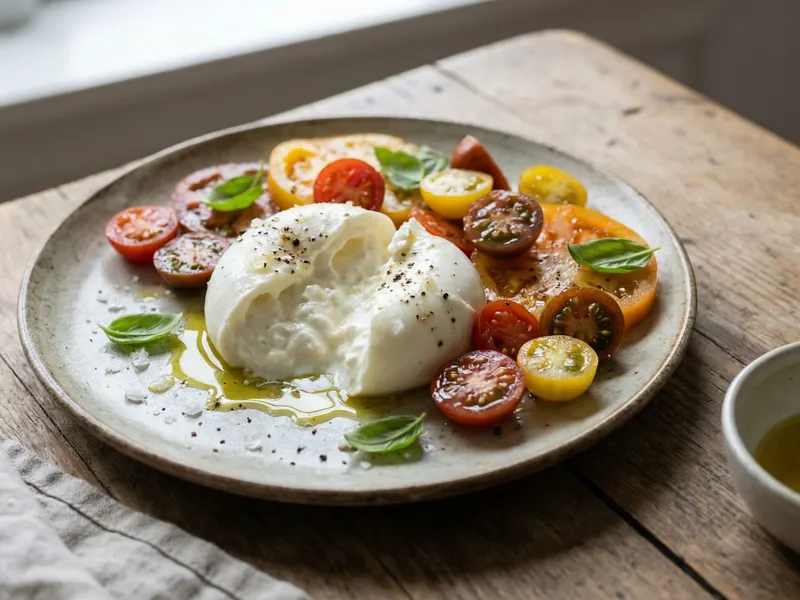 Burrata-tomaattisalaatti