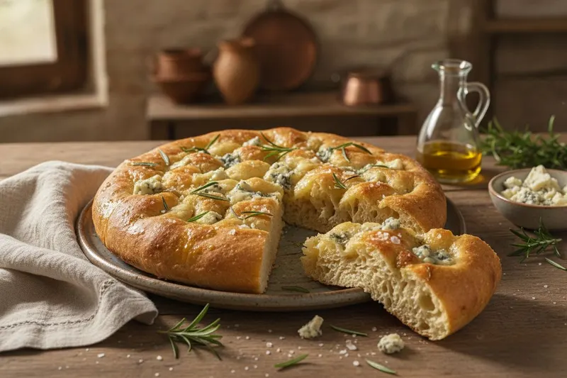 Focaccia sinihomejuustolla