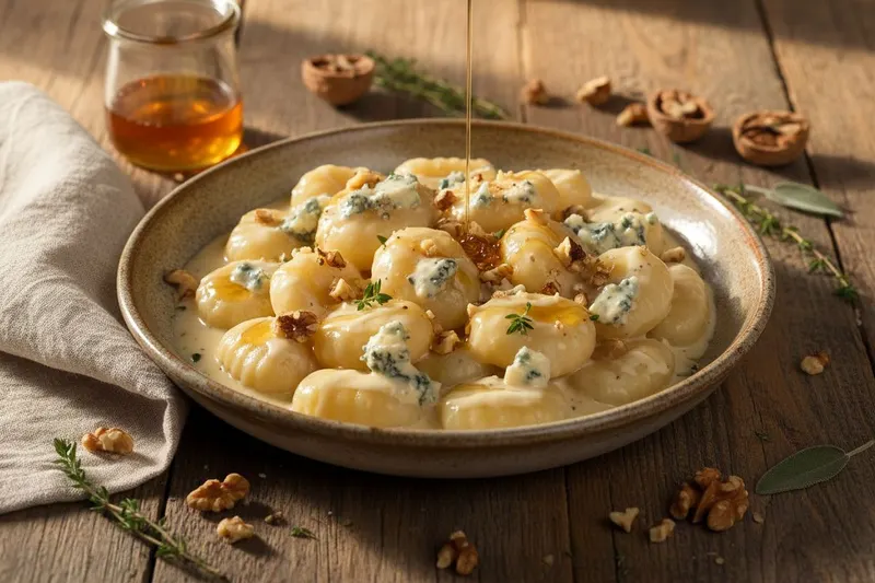 Gnocchi sinihomejuustokastikkeella