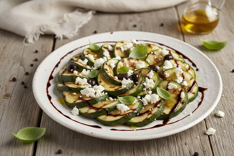 Grillatut kesäkurpitsat fetalla ja balsamicolla