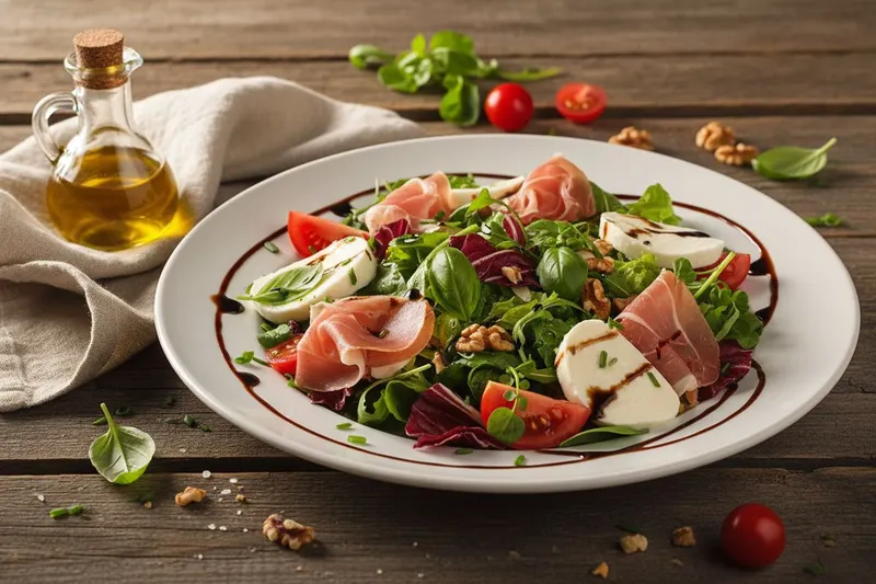 Italialainen salaatti ilmakuivatulla kinkulla