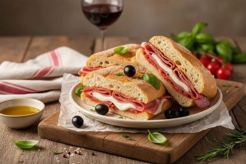 Italialainen täytetty leipä salamilla