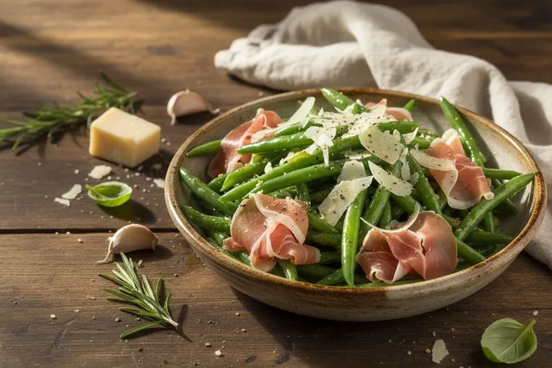 Italialaiset pavut valkosipulivoilla ja parmankinkulla