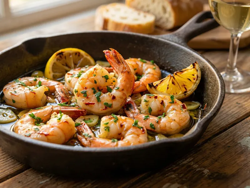 Italialaiset katkaravut, gamberi all’aglio e olio