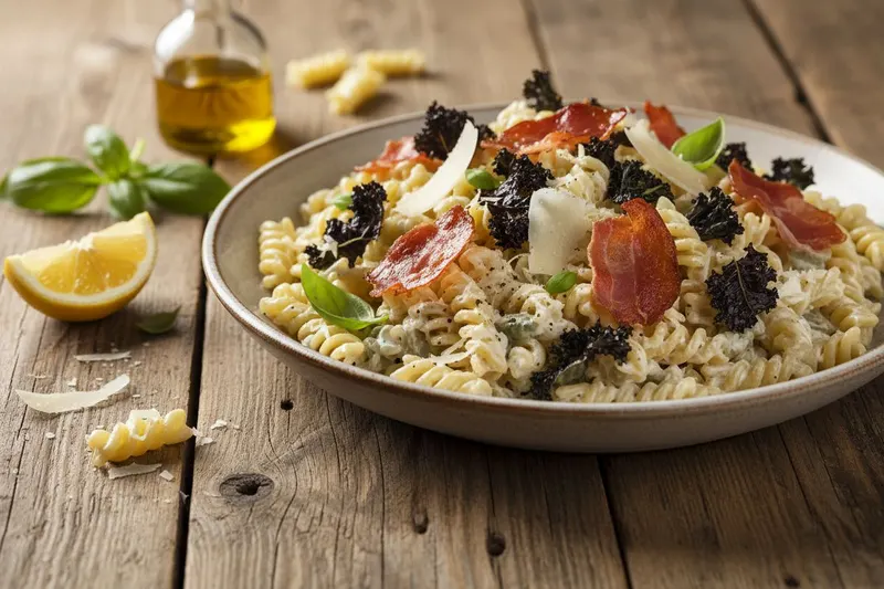Pastasalaatti ilmakuivatulla kinkulla