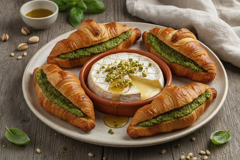 Pestocroissantit ja pistaasi-camembert