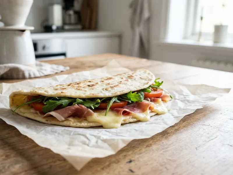 Täytetty leipä piadina romagnola