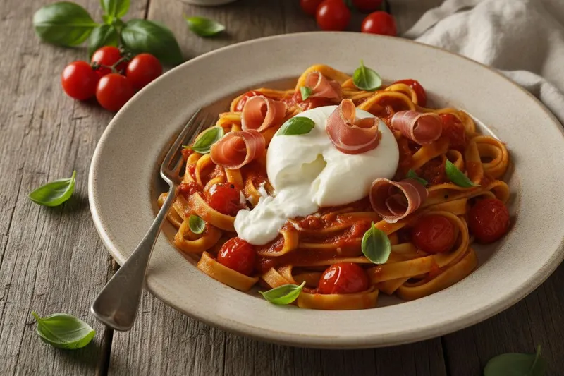 Prosciutto-burratapasta