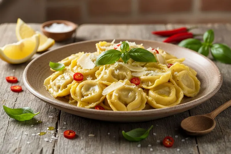 Tortellinit chili-sitruunakastikkeessa