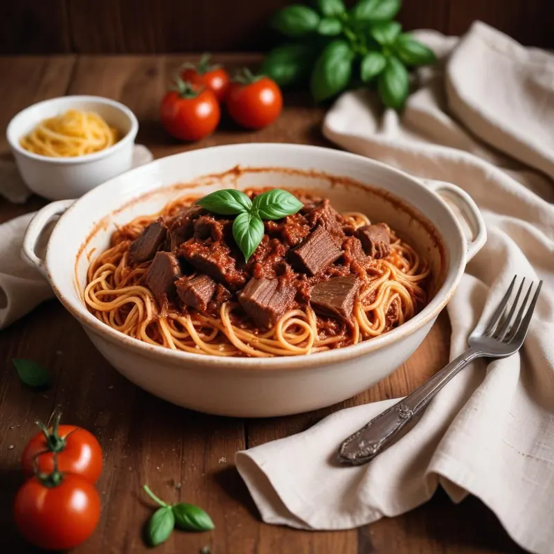 Spagetti uunissa paistetulla kylkiragùlla