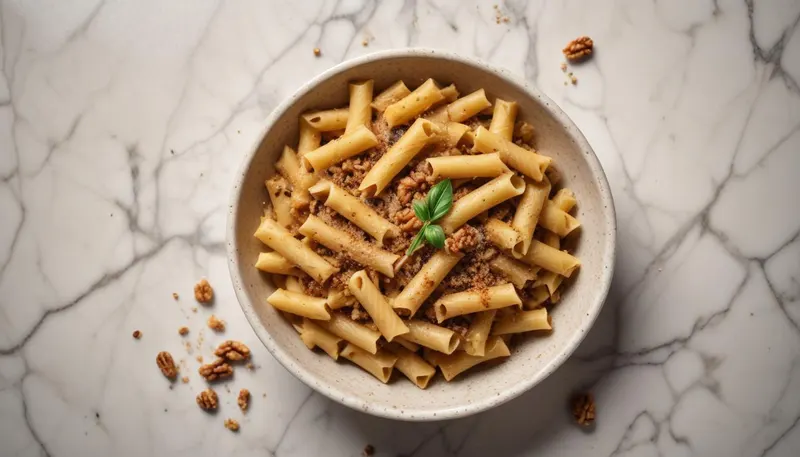 Tortiglioni sardelleilla ja pähkinöillä