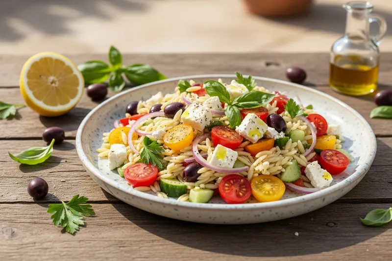 Välimeren orzo-pastasalaatti